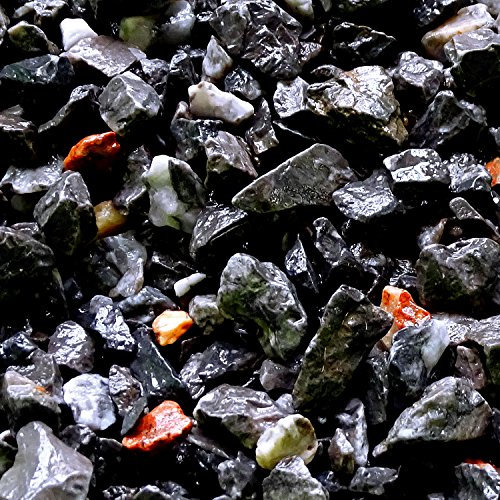 MGS SHOP Zierkies Marmorkies VULKANO gebrochen Marmor Splitt - Farbe schwarz mit Lichtreflexen in rot und weiß(Vulkano-Schwarz)