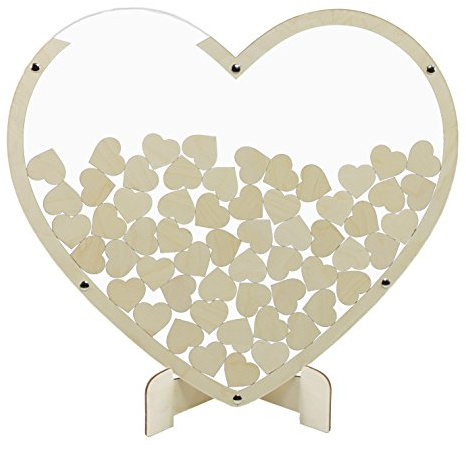 Manschin Laserdesign Gästebuch aus Holz und Acrylglas zur Hochzeit, Wunschfarbe inkl. Herzen (Hintergrund Herz Anthrazit) (Hintergrundfarbe Weiß, XXL - 53x60cm (ca. 140 Herzen))