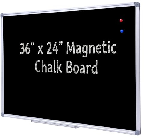 Kreidetafel mit Aluminiumrahmen, 91,4 x 61 cm, für die Wand, magnetisch, mit stabilem Rahmen für Kinder, Lehrer, beschrieben von Regular Chalk