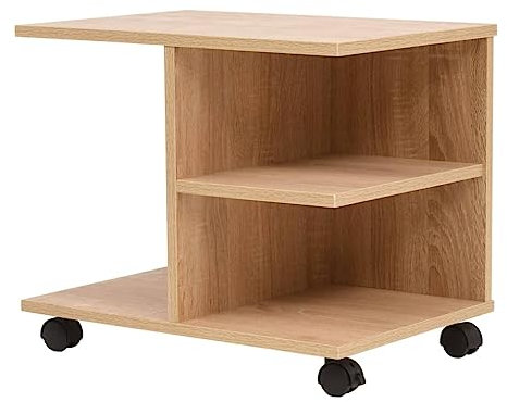 vidaXL Beistelltisch mit Rollen 50x35x42cm Eichenbraun Rollregal Bücherregal