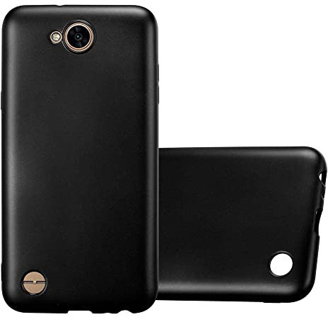 Cadorabo Hülle kompatibel mit LG X Power 2 Schutzhülle TPU Silikon Case Metallic Design Slim Kratzfest Weiche Gummi mit Rundumschutz Case Hülle für LG X Power 2 in Schwarz
