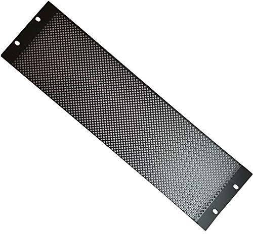 19 3U Ventilated Mesh Blanking Rack Patch Panel – Vented Equipment Data Cabinet Module Plate Mount – Black Metal Cooling Empty Unit Cover & Fixing Screws