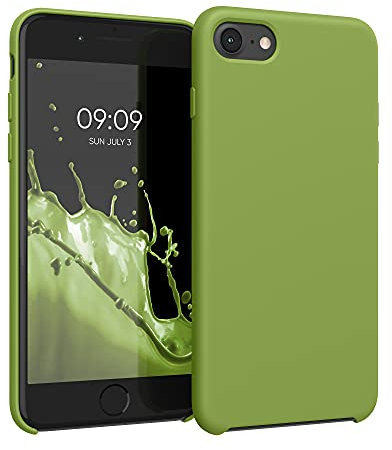 kwmobile Case Compatible with Apple iPhone SE (2022) / iPhone SE (2020) / iPhone 8 / iPhone 7 Case - TPU Silicone Phone Cover with Soft Finish - Pale Olive Green