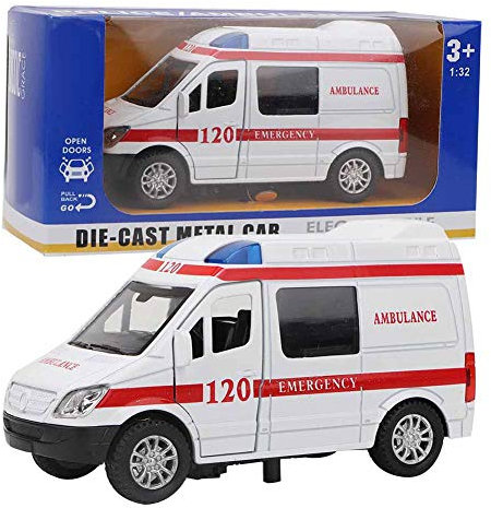 Krankenwagen, 1:32 Mini Legierung Auto Spielzeug Simulation Modellfahrzeug mit Ton und Licht pädagogisches für Kinder über 3 Jahre alt(rot)