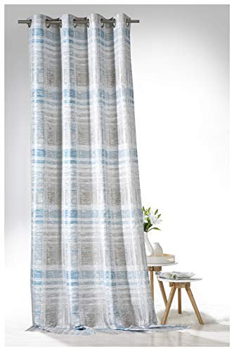 heimtexland ® Ösenschal Jacquard Struktur Dekoschal 245x140 Vorhang Blickdicht Stone Türkis Gardine Typ634