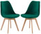 EGGREE 2er Set Samt Esszimmerstühle mit Massivholz Buche Bein SGS Geprüfter, Retro Design Gepolsterter lStuhl Küchenstuhl Holz, Grün