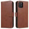 LOLFZ Wallet Case for iPhone 12/12 Pro, Vintage Coffee Brown Leather with Card Holder, Kickstand, Shockproof TPU Inner Shell