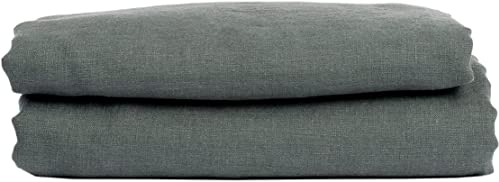 My Linen Home Bettlaken aus 100% Stonewashed Leinen Dunkelgrün, 230x270cm I Hypoallergen, Temperaturregulierend, Atmungsaktiv I Sanft, weich selbst zur empfindlichsten Haut I Für alle Jahreszeiten