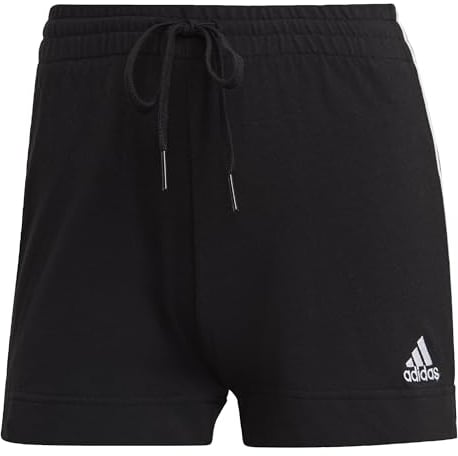 adidas Womens Essentials Slim 3-Stripes Shorts, Black/White, XL