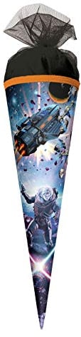 ROTH Geschenk-Schultüte klein Space Fighter 35cm rund mit Tüllverschluss