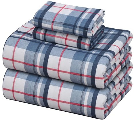 ZOYER Flanell-Bettwäsche-Set für King-Size-Bett, 100% Baumwolle, doppelt gebürstet, Tiefe Taschen, 40,6 cm, für alle Jahreszeiten, atmungsaktiv und extra weich, warm und gemütlich, 4-teilig