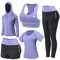 JULY'S SONG Yoga Kleidung Anzug 5er-Set Trainingsanzug Laufbekleidung Gym Fitness Kleidung (Lila, XL)