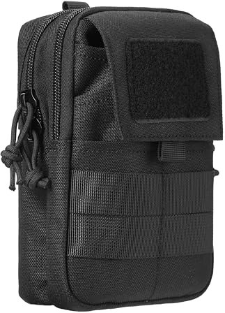 LefRight Multipurpose Tactical Molle Mobile Phone Belt Pouch EDC Gadget Slim Utility Waist Bag with Cellphone Holster Large Black