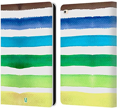 Head Case Designs Olorcito Rayas de Acuarela Carcasa de Cuero Tipo Libro Compatible con Apple iPad Air 2 (2014)