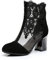 WAYERTY Stivaletti con Tacco Spesso in Pizzo Cavo, Sandali Leggeri Estivi alla Moda da Donna Dietro Stivaletti Corti con Cerniera Punta Tonda Stivali A metà Polpaccio in Pelle PU Scarpe,Nero,38EU