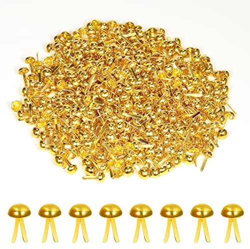 KINBOM 600 st 8 x 15 mm Pappersfästen, Scrapbooking Brads Guldrund Huvudfästen Splitpinnar för DIY Pappershantverk Scrapbooking (Guld)
