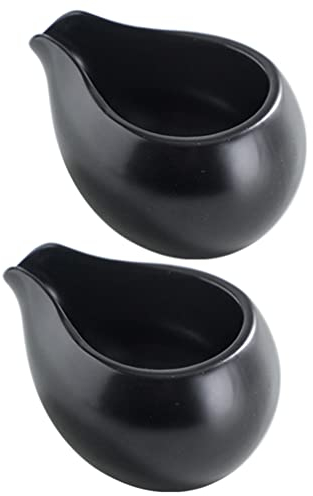 Unterteller Sauciere Porzellan 2 Stücke Keramik Cremekanne Porzellan Zuckercker Cremer Porzellancreme Kugel mit Griff für Tee Jams Saucen So?enkanne Milchkännchen Schwarz
