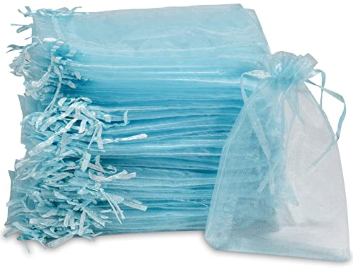 Carehabi - Organzasäckchen, Organzabeutel, Geschenkbeutel Organza, Schmuckbeutel, Hochzeit-Säckchen, Lavendelsäckchen-Säckchen (10 x 15cm, Hellblau)