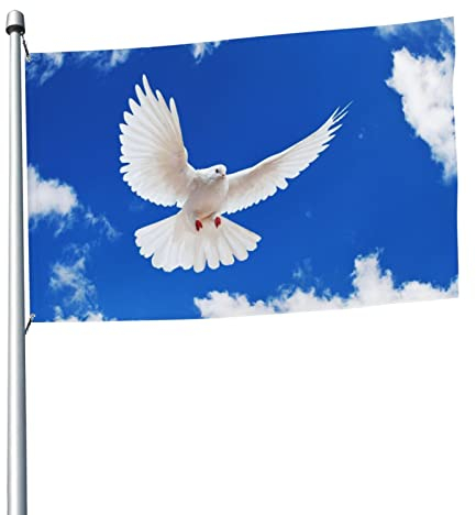 Groß Flagge 240x140cm Frieden Flagge Frieden und Freiheit Gartenfahne Frieden Flagge Peace Friedenstaube Flagge Peace Fahne Flagge Taube Flagge mit Blauer Himmel Friedenstaube Flagge Friedenstaube