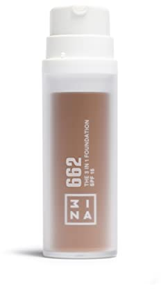3INA MAKEUP - The 3 in 1 Foundation 662 - Karamell Foundation 3 in 1 mit Unterton Neutral - Grundierung Concealer & Foundation - Foundation mit SPF15 & Vitamin C - Vegan - Cruelty Free