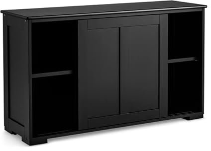 DREAMADE Buffet de Cuisine 2 Etagères Réglables à 3 Positions, Meuble de Rangement Bas avec Porte Coulissante pour Cuisine,Salon,Salle à Manger,Bureau, 107X33X62,5 CM