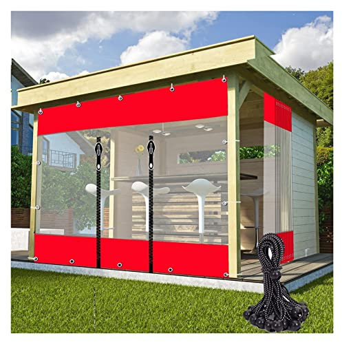 LGJEGD Plane transparent mit ösen Outdoor Vorhang wetterfest mit Reißverschluss und Bungee Balls, 0.5mm Vinyl Tarp for Terrassenüberdachung (Color : Clear, Size : 19.68x8.86'/6x2.7m)