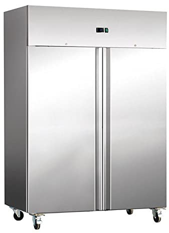 Stalwart DA-F1200S Commercial Freezer Upright Cabinet Stainless Steel 1200 litres Twin Door Fan Assisted Cooling