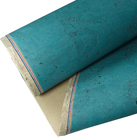 Korkstoff Korkleder 0,25 x 1,4m uni Meterware Kork Natur vegan Korkleder Korkhaut, Farbe:türkisblau