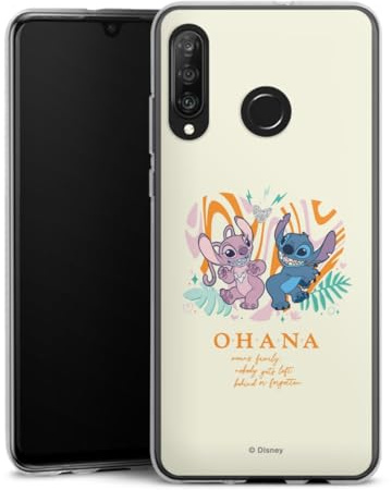 Silikon Hülle kompatibel mit Huawei P30 Lite New Edition Case transparent Handyhülle Lilo & Stitch Offizielles Lizenzprodukt Disney
