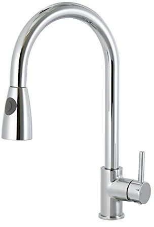 Kitchen Sink Tap, BATHWEST Brass Kitchen Tap, Pull Out Sprey Swan Neck 360 Swivel Chromed Single Lever Bar Tap 1015