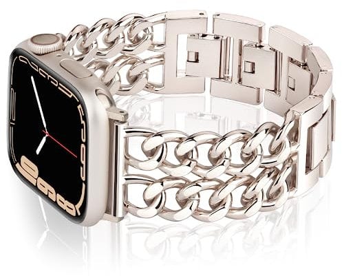 Vamyzji Compatible with Apple Watch Strap 42mm(Series 10) 41mm 40mm 38mm, Metal for Apple Watch Serie 10 9 8 7 6 5 4 3 2 1 iWatch SE, Fashion Chain Link iWatch Strap for Women Men