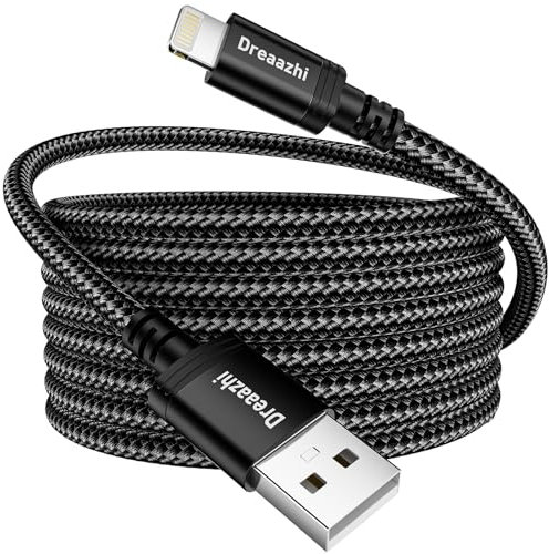 Dreaazhi Extra Long 5M Charger Cable for iPhone Fast Charge Braided Compatible with iPhone14/13/12/11/Pro/Xs Max/X/8/7/Plus/6S/6/SE/5S iPad Compatible with Lightning to USB Cable etc…