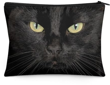 chaqlin Trousse de toilette de voyage pour femme, trousse de maquillage, porte-monnaie portable, motif chat noir, Taille unique, Pochette à monnaie