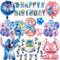 Oirigaga 44 Stück Geburtstagsdeko Set für 8 Jahre Jungen Mädchen, Kinder Geburtstag Luftballons, Cartoon-Stch Party Deko Helium Ballons Folienballons mit Happy Birthday Banner und Tortendeko