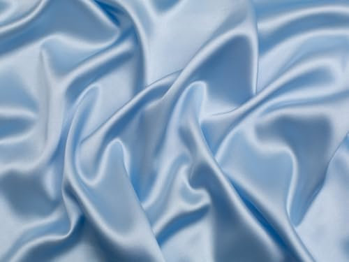 Minerva Stretch-Satin-Stoff, gewebt, Hellblau, Meterware