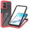 Sawiqpd for Motorola Moto G24 / G04 Case, Moto E14 Case with Built-in Screen Protector, 360 Full Body Protective Cover Heavy Duty Anti-Scratch Shockproof Slim Silicone Bumper Phone Case, Red