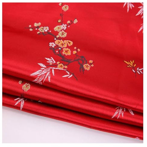 Tissu de brocart chinois,Tissu floral, Chariot à motif de fleurs de prunier, Style chinois, de bon augure, festif, événements heureux, implique des vêtements, couette, tissu artisanal délicat, 90x100c