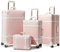 Urecity Vintage Reisekoffer Set 4 Teilig Leicht Retro Lederkoffer Hartschale Trolley Handgepäck Sets mit TSA Schloss und 8 Rollen (S-M-L-XL) (Rosa, Kofferset)