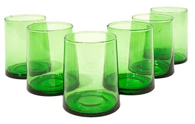 YADINI Trinkgläser bunt - Von Meisterhand gefertigte Wassergläser, jedes Stück ein Unikat - Aus recyceltem Glas in Marrakesch hergestellt | Umweltfreundlich und spülmaschinenfest, 25cl (Set à 6)