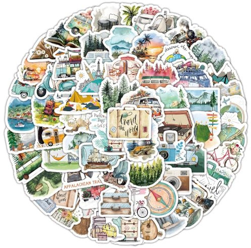 DIWSO 100 Pcs Outdoor Travel Stickers for Suitcase, Scrapbook, Skateboard, Laptop, Motorcycle, Snowboard, Luggage, Graffiti, Teenager, Boy, Girl, Sticker, Waterproof