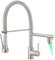 TIMACO LED Wasserhahn Küche mit Schloss Brause Ausziehbar - 360° Schwenkbar Küchenarmatur mit Spiralfeder,Einhebel Mischbatterie - Hochdruck Spültischarmatur-LED Gebürstetes Nickel
