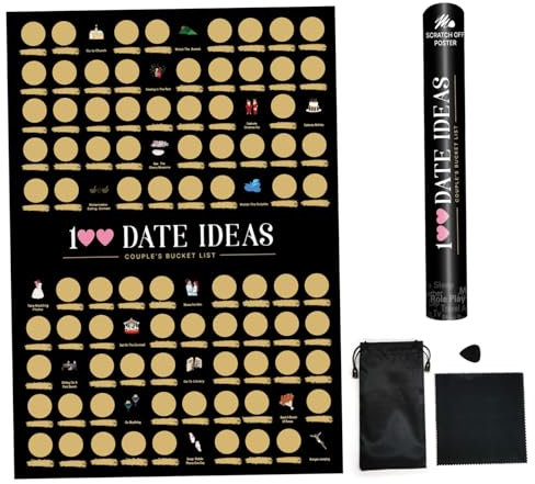 CUCUFA 100 Date Off Off PRACK Off Poster Fun Date Night Ideas 23.4x16.5in Kratzerplakat Paare, Schwarz, Date Night Ideas