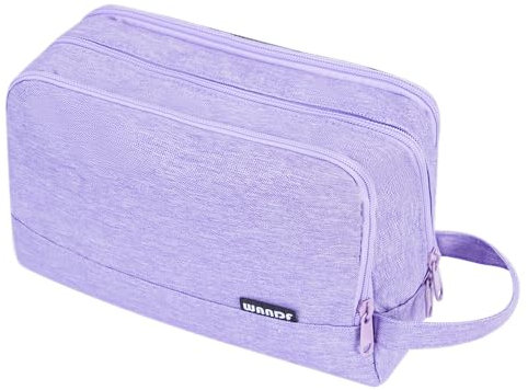 WANDF Kulturbeutel Herren Rucksack Damen Kosmetiktasche Waschtasche für Männer & Frauen in Premium Qualität (Denim Pure Lila)