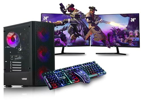 Veno Scorp Gaming PC Dual 24 Monitor Bundle Intel Core i7-3770 Processor RX 550 4GB Graphics Card - 16GB Ram - 512GB SSD - 550W PSU - Windows 10 Pro - WiFi - Titan 4