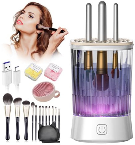 IUHFSIFS New Upgrade Make Up Brush Cleaner 9000RPM Ultra-Power Motor 4.0 Wireless Type-C Charging White