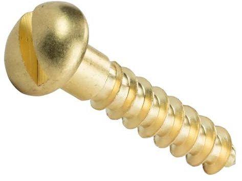 Vis à bois à tête ronde fendue en laiton, 20 pièces, tête de chanfrein autotaraudeuse