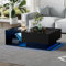 ModernLuxe Modern LED Coffee Table, High Gloss Coffee Table Center Table with Tempered Glass Top and Drawer,100x50x32cm Lighting Controlled via App, Large Storage Space, Easy Assembly, Black