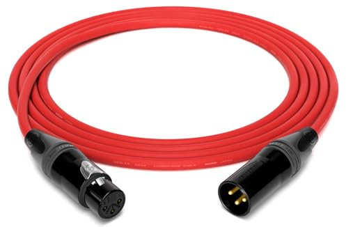 enoaudio Mogami 2534 Quad Professionel Studio Câble microphone symétrique | Neutrik Gold XLR femelle – XLR mâle | HiFi, rouge, 5 m