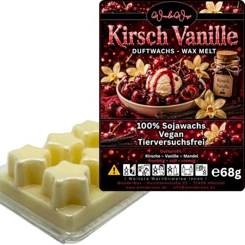 WonderWax® Duftriegel 6 x Duftwachs Sterne Weiß Kirsch Vanille | Farbe: Weiß | Raumduft für Duftlampen, Wax Melt, Sojawachs, Indoor Duftöl Wachs schmelzen für Aromalampe
