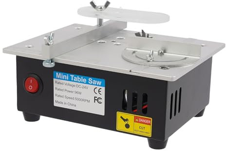 Petite scie circulaire de table 96 W 24 V portable - Scie de table électrique réglable - Multifonction - Machine de découpe de précision pour le bricolage du bois, la coupe acrylique